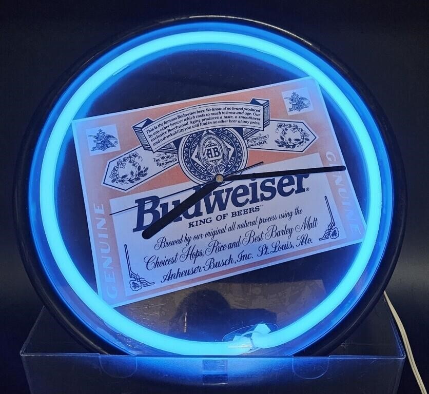 Budweiser Neon Wall Clock by Enhance