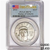 2014 Statue of Liberty $100 1oz. Plat. PCGS MS70