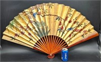 Large Asian Decorative Fan Birds & Flowers