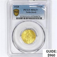 1928 Netherlands Ducat .1104oz Gold PCGS MS63+