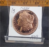 Liberty Bust 1 oz. pure copper round, .999