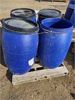 (4) Poly Storage Barrels With Lids