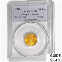 1926 Sesquicentennial $2.5 Gold PCGS MS65