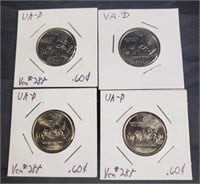 4- Virginia D & P mint state quarters