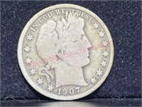 1907-O Barber Half Dollar (90% silver)