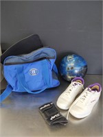 Bowling Ball, Bag, Brace & Shoes