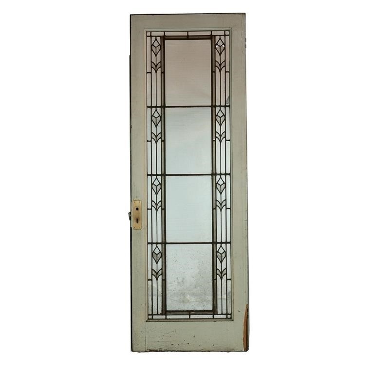 Vintage Arts & Crafts Clear Leaded Glass Door