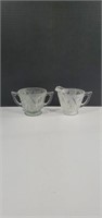 Vintage Clear Glass Sugar and Creamer Set with