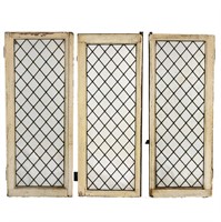 (3) Vintage Wood Framed Clear Leaded Glass Windows