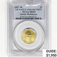 1997-W $5 J. Robinson 8.4g Gold PCGS MS69