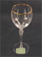 Retired Lenox Crystal Monroe Gold Trim Wine Glass