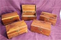 6 small Miniature cedar chests, 6.5" x 3.5"