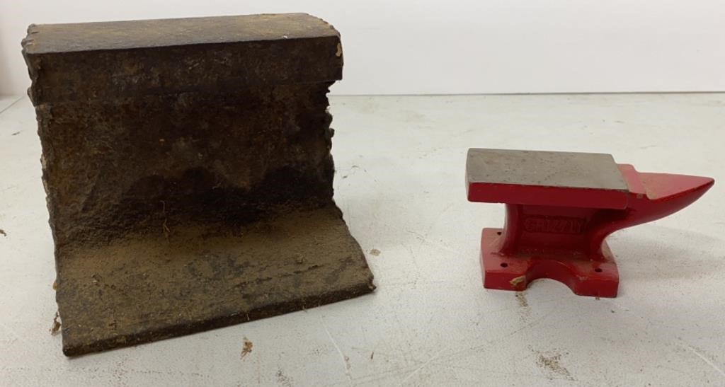 Section of Railroad Tie & Small Anvil