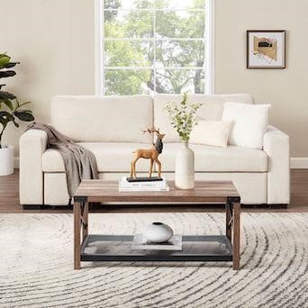 Rustic Mdf Industrial Coffee Table with Storage