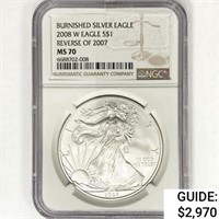 2008-W Rev 07 American 1oz Silver Eagle NGC MS70