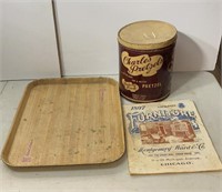 Vtg Pretzel Tin, Miller Cafeteria Tray