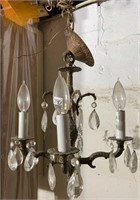 Cast Brass Chandelier with Glass Giblets