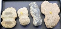 (4) Native American axe heads in various sizes