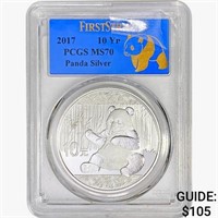 2017 1oz. Silver Panda 10 Yuan PCGS MS70