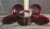 19 ruby red saucers
