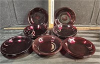 14 ruby red salad bowls, 8"