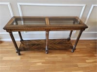 Wood & Glass Top Console Sofa Table