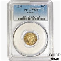 1916 Barber Dime PCGS MS65