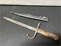 Antique Bayonet With Metal Scabbar Marked 18743