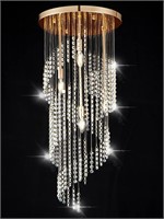 KRASTY Gold Crystal Raindrop Chandelier, D16 x H34