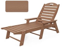 Outdoor Chaise Lounge Chair with Wood Texture, Adj