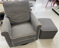 Swivel/Rocker Cloth Chair, Ottoman