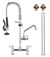 Commercial Kitchen Faucet, Deck Mount with Pre-Rin