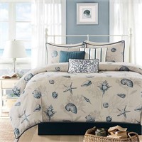 Madison Park Bayside 7Pc Comforter Set Blue- Queen