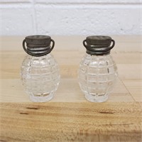Vtg Salt & Pepper Shakers With Metal Lids/Handles