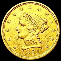 1851 $2.50 Gold Quarter Eagle CLOSELY