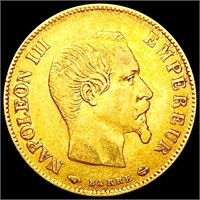 1859 France .0933oz Gold 10 Francs NEARLY
