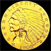 1908 $2.50 Gold Quarter Eagle UNCIRCULATED