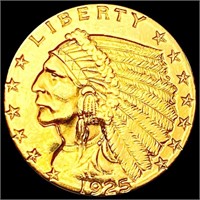 1925-D $2.50 Gold Quarter Eagle CHOICE AU