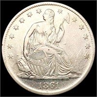 1861-S Seated Liberty Half Dollar NEARLY