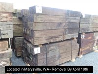 LOT, 8" X 8" RECLAIMED RAILROAD TIES AT APPROX 6'