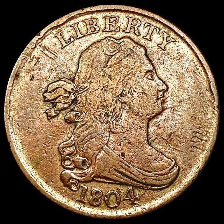1804 Spike Chin Draped Bust Half Cent LIGHTLY
