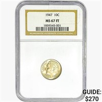 1947 Roosevelt Dime NGC MS67 FT