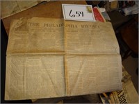 1892 Newspaper Philadelphia Record