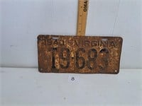 1940 Virginia License Plate