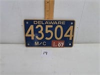 2007 Delaware Motorcycle License Plate