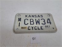 1993 Kansas MC License Plate