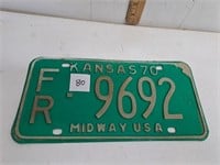 1970 Kansas License Plate