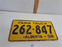 1958 Alberta Canada License Plate