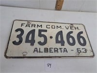 1963 Alberta Canada License Plate