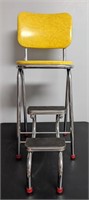 Vintage Chrome Chair & Step Stool Yellow Finish